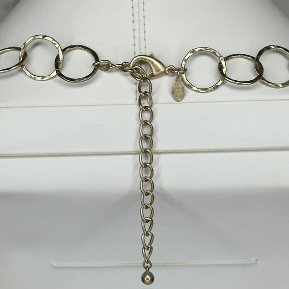 Chicos Chunky Hammered Metal Chain Link Statement Necklace ✨ - Picture 3 of 10